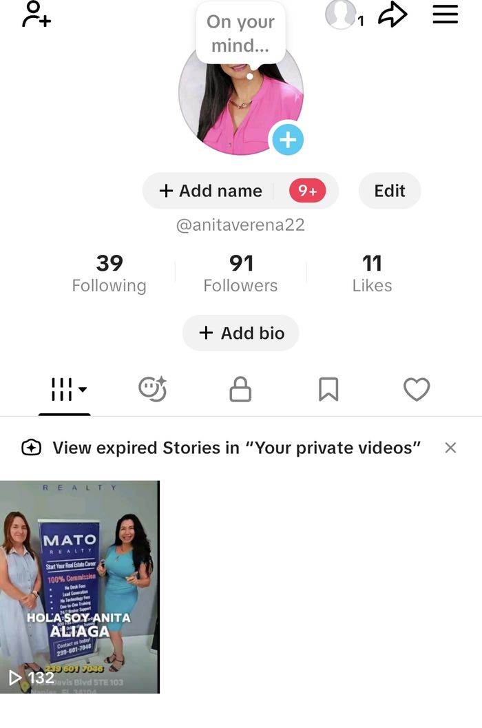 El mismo perfil de TikTok antes del onboarding
